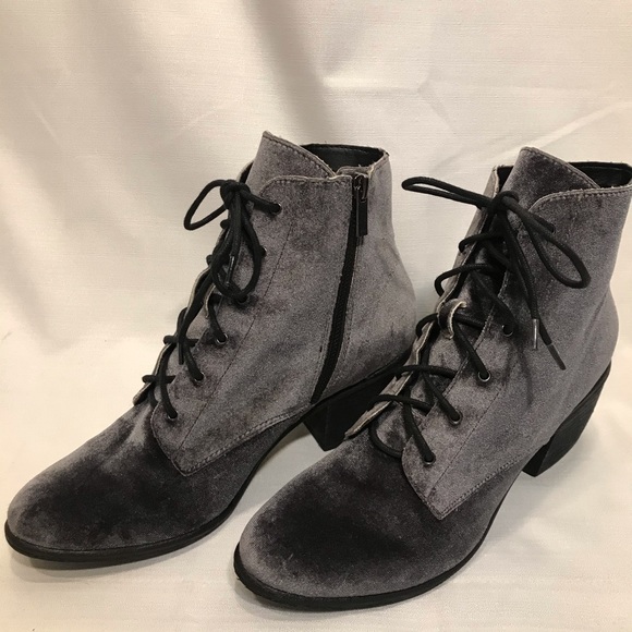 Dolce Vita Velvet Bardot Charcoal Combat Boots - Picture 3 of 8